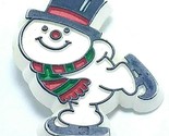 Hallmark PIN Christmas Vintage SNOWMAN Ice Skates Holiday Brooch - £6.22 GBP