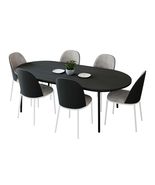 LeisureMod Tule 7-Piece Set with 6 Upholstered Seat Chairs in White Stee... - $2,218.28 CAD