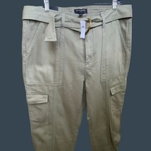Banana Republic Ladies Cotton Grayish Tan Cargo Capri Pants Belted Nwt 14 - £53.99 GBP
