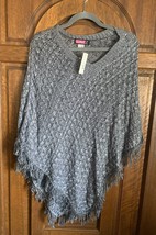 SayWhat U.S.A Cable Knit Poncho Marled Gray One Size - £7.59 GBP