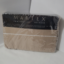 TWIN 3 Pc Sheet Set New Sealed Solid Taupe Khaki Deep Fit Up to 14" Martex - $26.52