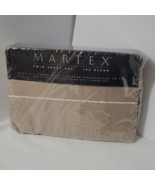 TWIN 3 Pc Sheet Set New Sealed Solid Taupe Khaki Deep Fit Up to 14&quot; Martex - £21.03 GBP