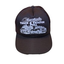 VTG Hat Men Championship Truck &amp; Tractor Pull Brown Snapback Trucker Embroidery  - £17.57 GBP