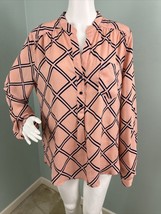 Fun 2 Fun Women&#39;s L/S Diamond Print Popover Blouse Top Sz XL - £9.91 GBP