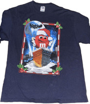 Red M&amp;M Santa Chimney Christmas Navy T-shirt Blue Mens Large  Holiday - £11.27 GBP