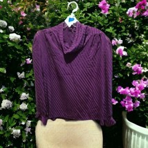 Vtg. 1980s Nordstrom Gallery Women&#39;s Purple Silk Long Sleeve Blouse Sz 1... - $33.66