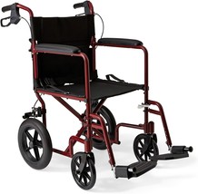 Medline Lightweight Transport Wheelchair with Handbrakes Folding ~NEW IN... - £98.09 GBP
