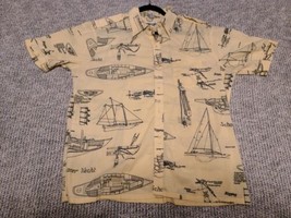 Spire Yacht Pulley Button Down XL Shirt Hawaiian Ships AOP All-Over Made... - $17.56