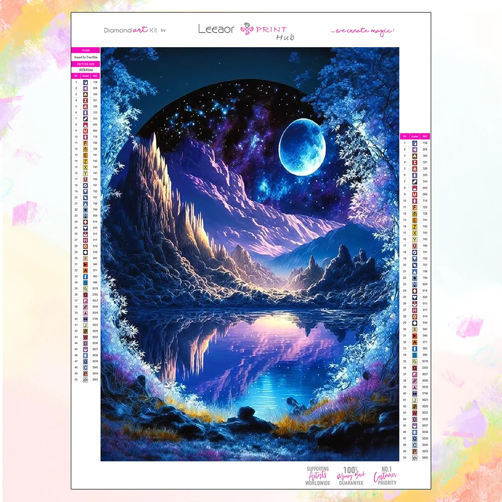 Ream night crystal glass star moon landscape mosaic embroidery kit home wall atmosphere thumb200