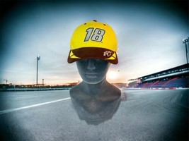 Kyle Busch Nascar Racing M&amp;Ms 18 Yellow Brown Adjustable Baseball Hat Cap - £19.78 GBP