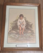 Vintage Vel Miller Art Print Native American Girl/Child in a Stream 18x22 framed - £10.27 GBP