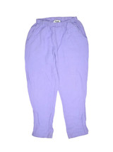 Flax Linen Pants Womens M Purple Lilac Relaxed Tapered Fit Pull On Comfort - £22.44 GBP