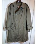 Vintage Olive Green Trench Coat Wool Lined Belted S-42 London Fog Style - $871.89 MXN