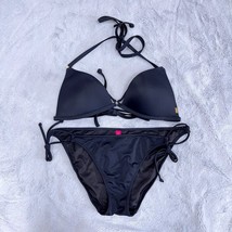 Victorias Secret Swim Strappy 2 Piece Bikini Swimsuit Black Padded Womens Medium - £23.36 GBP