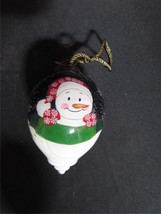 Ne&#39; Qwa Art by Precious Moments Snowman Hand Painted Ornament Red Velvet... - £18.97 GBP