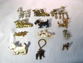 Vintage Costume Jewelry Dog Brooches/Pins - Lot of 12 - K1047 - £43.53 GBP