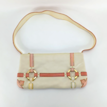 Retro Preston &amp; York Ivory/Pink Leather Purse Handbag Zipper Closure Italy - $24.89