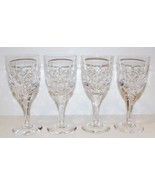 LOVELY SET OF 4 ATLANTIS CRYSTAL CRISS-CROSS &amp; VERTICAL CUT 6&quot; WINE GLASSES - $64.34