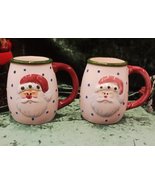 Two Hermitage Pottery Cheryl Schwier Limited Edition Embossed Santa Mugs  - £14.33 GBP
