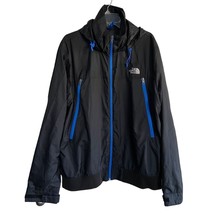 The North Face Windbreaker Jacket Men&#39;s XL Black Royal Blue Full Zip Hoo... - $39.19