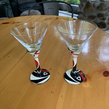 Pair of 2 Saints Martini Glasses with Modern Art Stems and Bases - £20.93 GBP