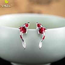 Vintage / Elegant, 925 Sterling Silver, Koi Carp Theme, Stud Earrings - Ladies - £23.58 GBP