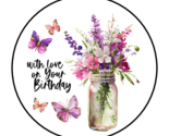 30 WITH LOVE ON YOUR BIRTHDAY ENVELOPE SEALS STICKERS LABELS 1.5&quot; ROUND ... - $7.49