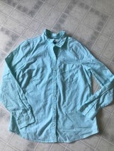 old Navy Sz Medium Turquoise Oxford Solid Button Down Long Sleeve Blouse - £17.04 GBP