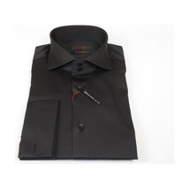 Men Shirt AXXESS Turkey Egyptian Cotton High Collar French Cuffs 224-05 Black image 2