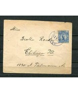 Sweden 1916 Cover to Chicago Single Usage  20 ore Used - £7.91 GBP