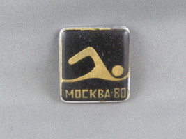 Moscow 1980 Olympic Pin - Swimming Event - Celluloid Pin - $15.00
