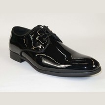 Men Santino Luciano Formal Dress Shoes Patent Leather Shiny Lace up F414 Black image 2