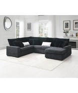 Runcorn Modern Black Fabric 4-Piece Sectional Sofa with Chaise - $2,495.94 CAD