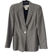 Escada Wool Silk Blend Black White Blazer Mother of Pearl Button Size 34 US 4 - £49.33 GBP