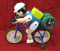 Linden Animated Mountain Bike Alarm Clock Cyclist Rare Novelty Mechanica... - £46.64 GBP