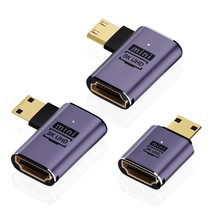 8K Mini Hdmi To Hdmi Adapter (3 Pack), 90 Degree Left And Right Angle Mi... - £15.63 GBP