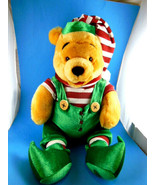 Disney Winnie The Pooh Christmas Elf Plush 13&quot; Sitting  The Disney Store - £18.98 GBP