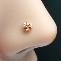 Indien Mini Style Véritable 925 Argent Orange Zircone Nez Bague Push Broche - £10.81 GBP