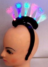 4 FIBER OPTIC LIGHT UP FLASHING HEAD BANDS novelty lightup party costume... - £15.15 GBP