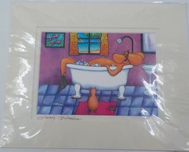 HOLLY KITAURA FINE ART PRINT DOG CLAW FOOT TUB 8X10 MATTED 8X5.5 SIGNED ... - £15.68 GBP