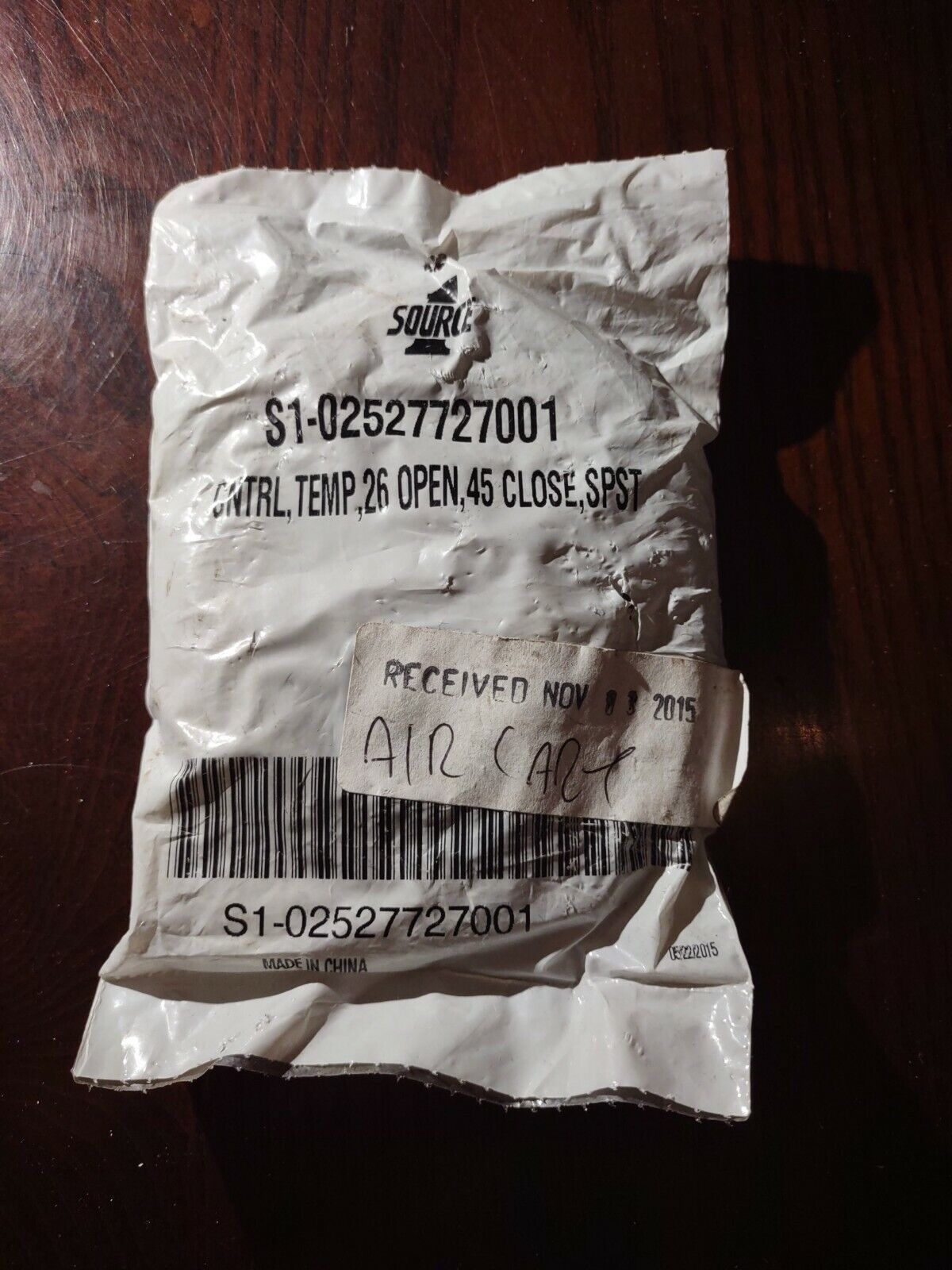 S1-02527727001 Cntrl, Temp, 26 Open, 45 Close SPST - $40.47