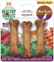 Nylabone Healthy Edibles Chews Roast Beef and Chicken Flavor Petite - 3 count - £8.73 GBP
