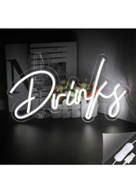 Drinks Neon Sign Led Neon Light White Letter Neon Signs Cool Drinks Sign Lights  - £15.81 GBP