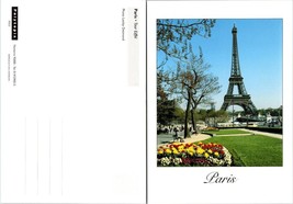 France Paris Eiffel Tower Yellow Red Purple White Flowers Vintage Postcard - £7.63 GBP