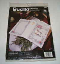 Vintage Bucilla Holy Bible Cover Stamped Cross Stitch Kit 40876 NEW - $14.00