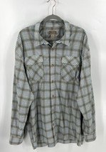 Duluth Trading Mens Shirt Size 2XL Blue Tan Plaid Button Up Roll Tab Sleeve - £31.16 GBP