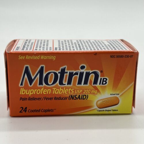 Motrin Ibuprofen Tablets 200mg (NSAID) 24 Caps 8/25+ COMBINE SHIPPING - $5.29