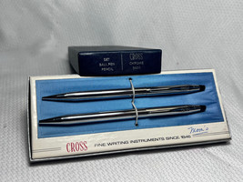 Cross Chrome 3501 Ball Pen And Pencil Set In Original Presentation Box W... - £40.02 GBP