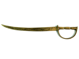 Vintage Sarna Brass India Leaf Design Sword Letter Opener 8 3/8&quot; Long - ... - $29.65