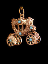 Antique rose Gold Victorian carriage pendant - 9kt Gold charm necklace -... - £1,651.39 GBP